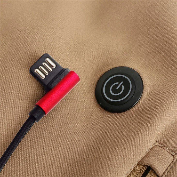 Close-up-of-the-heated-function-keys-of-the-Brown-Yellow-heated-jacket
